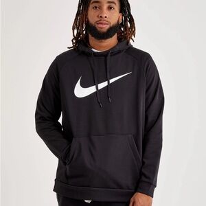 Nike Men's Therma-FIT Hooded Fitness Pullover in black and white